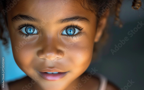 Close-Up of a Young Girl With Blue Eyes