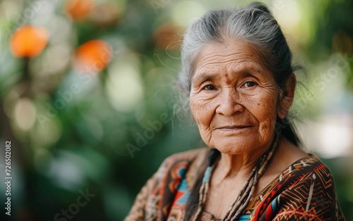 Multiracial Old Woman in Colorful Dress