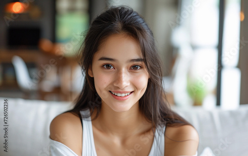Woman Sitting on Top of White Couch Free Download Woman Sitting on Top of White Couch - GFXLoad