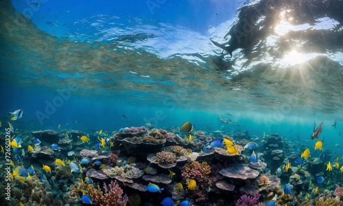 Underwater Scene With Reef And Tropical Fish, amazing nature