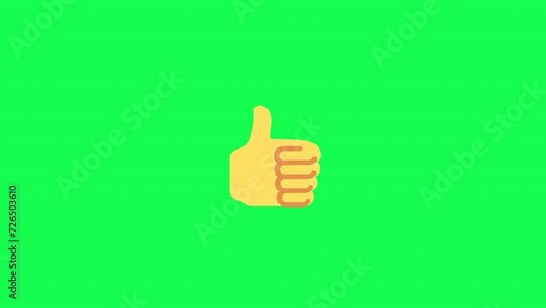 Thumbs up animated emoji on alpha channel and transparent background, green screen and chromakey 4K	