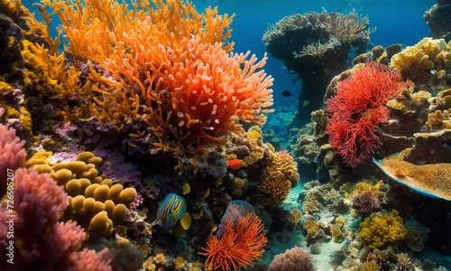 Wallpaper Mural Life in a coral reef. Rich colors of tropical fish. Animals of the underwater sea world. Ecosystem. Torontodigital.ca