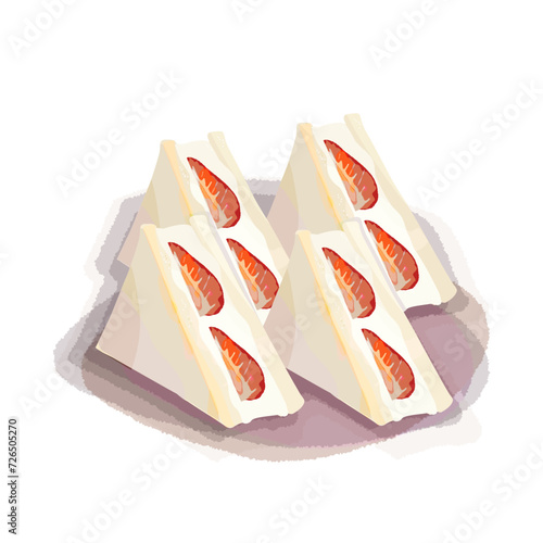 4ツ切の苺サンドイッチのイラスト