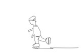 little boy roller skate activity sport one line art design vector