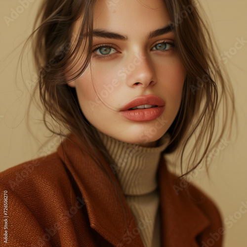Stylish model with a modern look in warm tones, ai technology