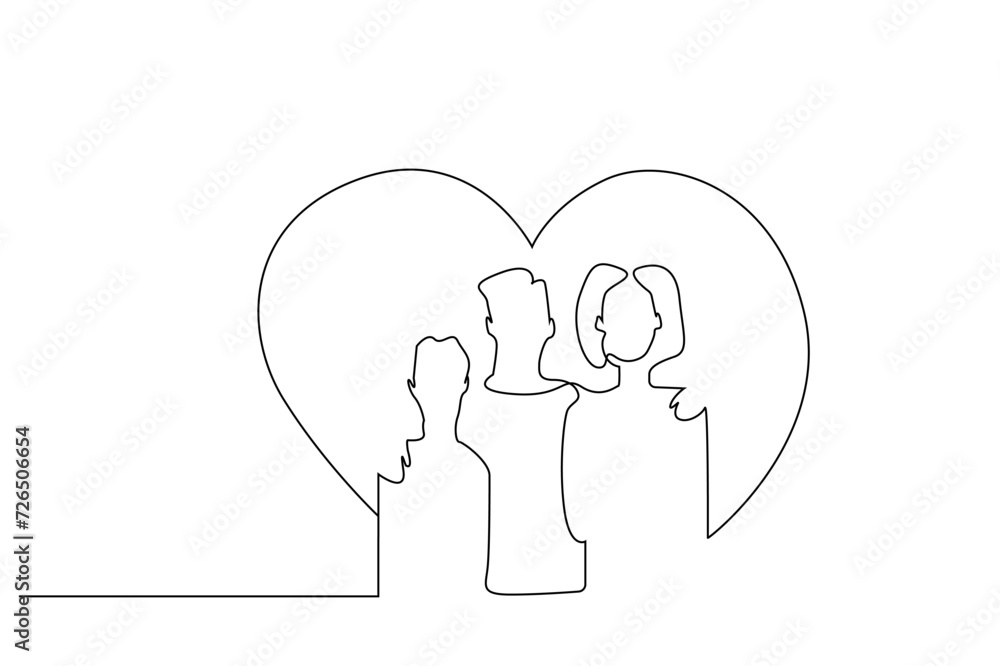 mother father child family love happiness hug looking front one line art design mother father child family love happiness hug looking front one line art design