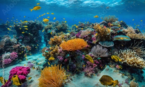 Colorful tropical fish in coastal waters. Life in a coral reef. Animals of the underwater sea world. © Dompet Masa Depan