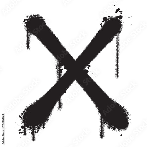 Vector graffiti spray paint cross x isolated vector illustration