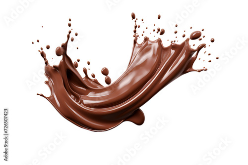 3d illustration chocolate milk splash isolated on transparent background.