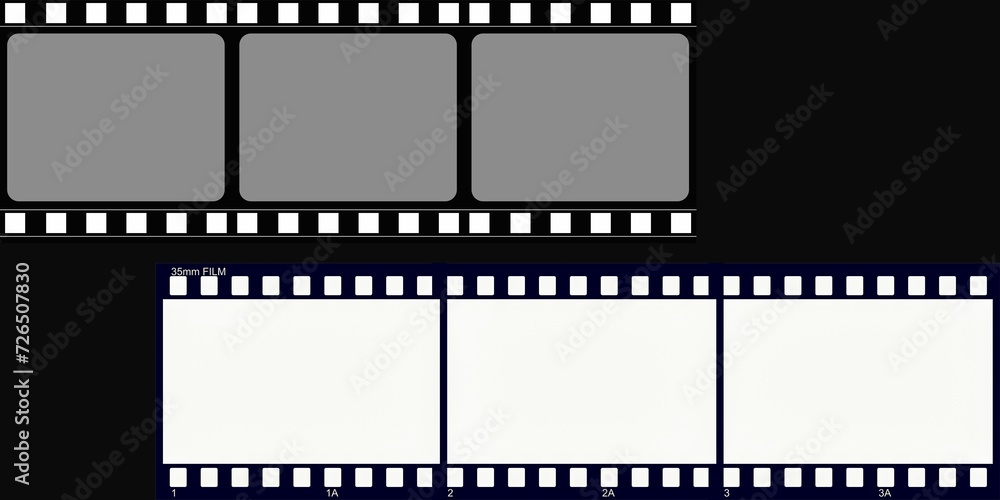 Grunge film strips. Old retro cinema movie strip. Video recording. Vector illustration.