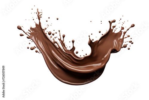 3d illustration chocolate liquid splash isolated on transparent background.