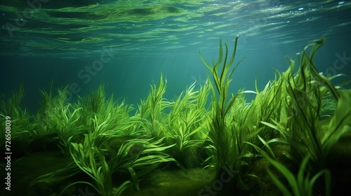 Beautiful freshwater plant. beautiful summer with bright sunlight pouring into the water