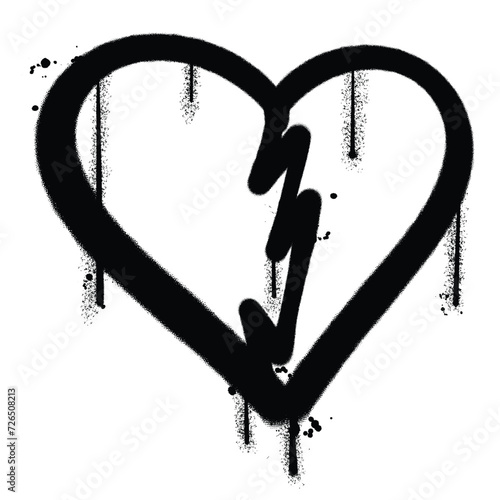 Vector graffiti spray paint heart break isolated vector illustration