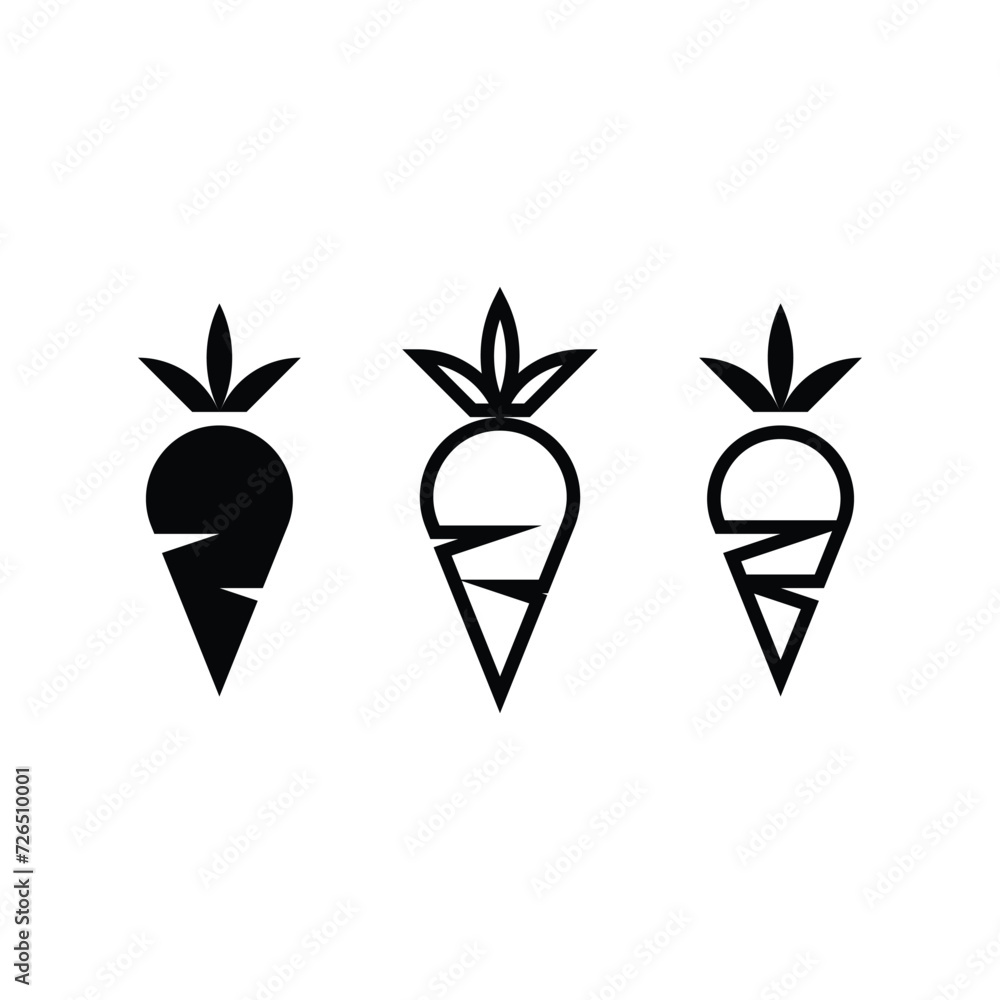 Simple carrot illustration with flat and line style