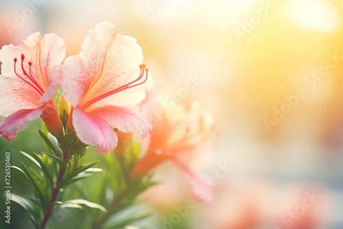 azalea flowers in bloom with soft sunlight