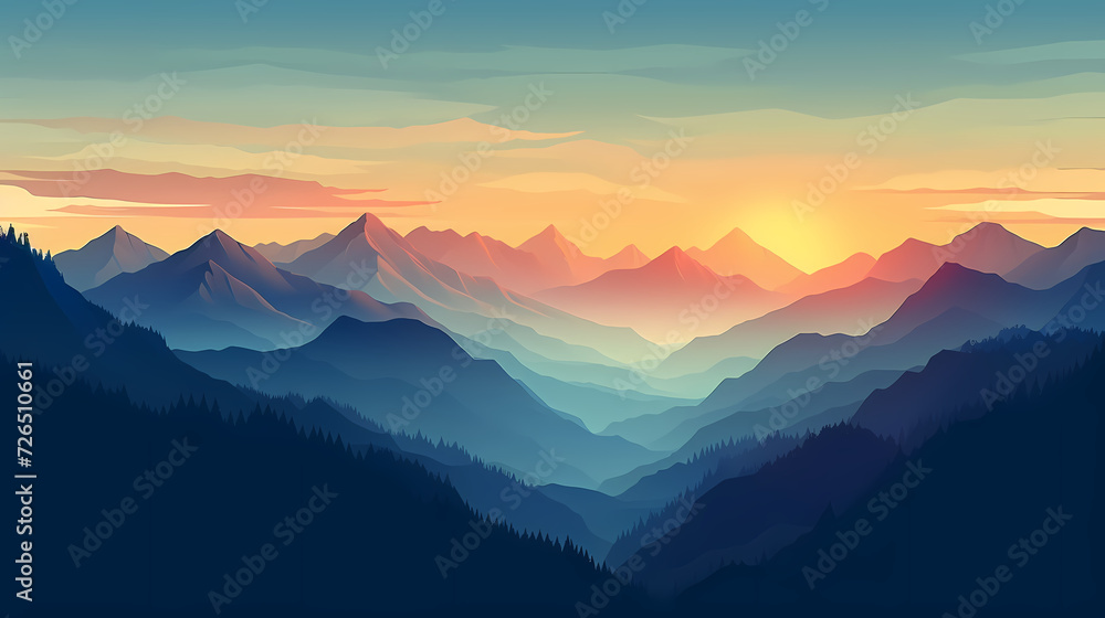 Majestic mountains, panoramic peaks PPT background