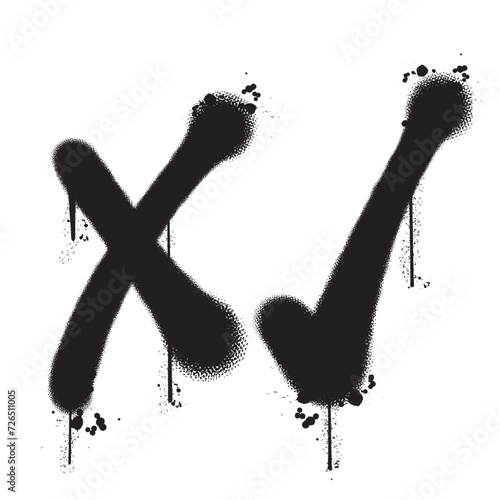 Vector graffiti spray paint right and wrong isolated vector illustration