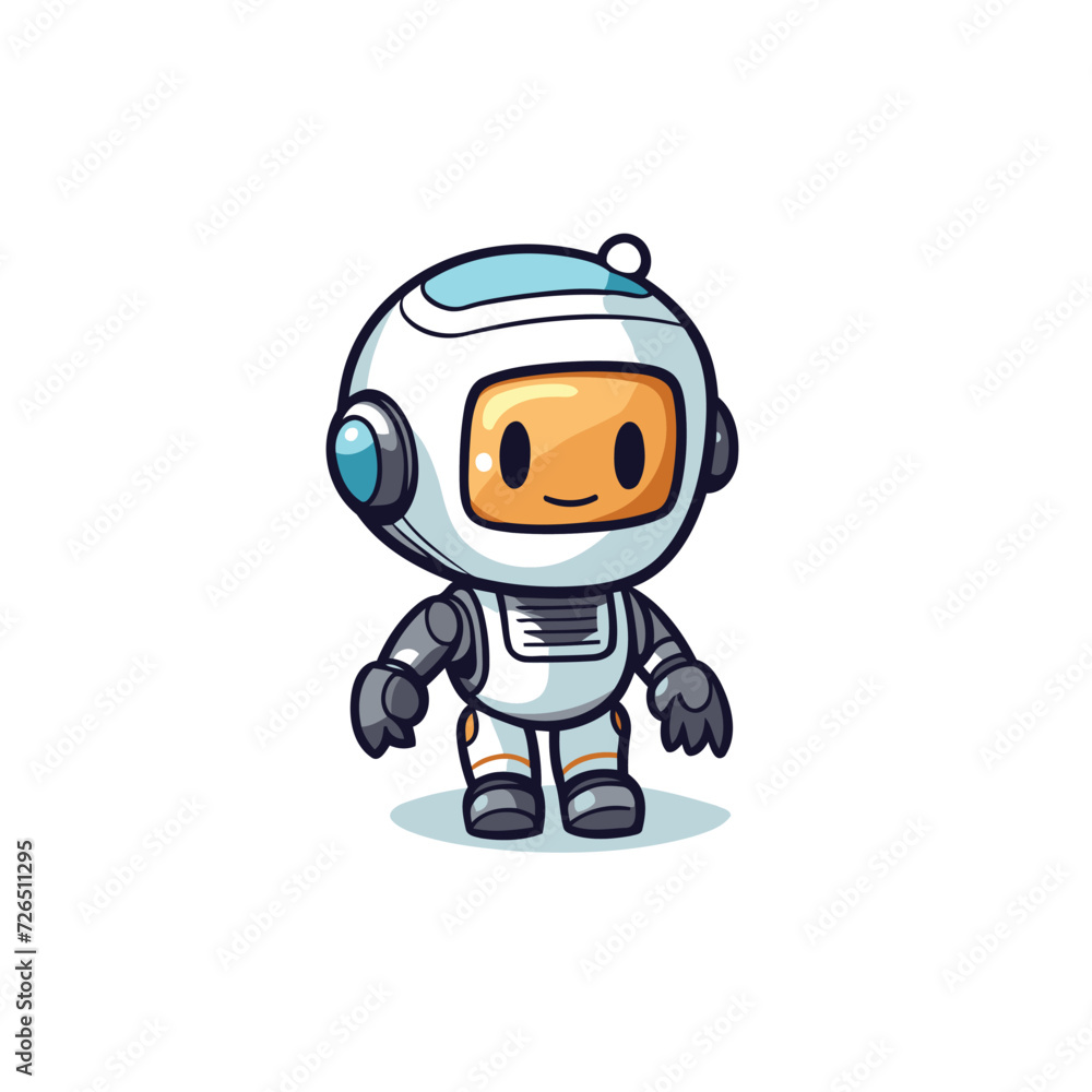 Cute astronaut cartoon character isolated on white background. Vector illustration.