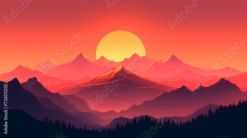 Majestic mountains, panoramic peaks PPT background © Derby