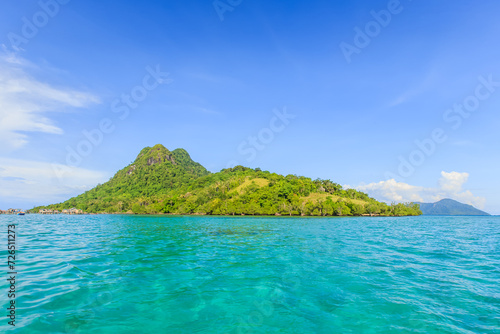 Beautiful landscapes view borneo sea gypsy water village in Bodgaya Mabul Island, Semporna Sabah, Malaysia.