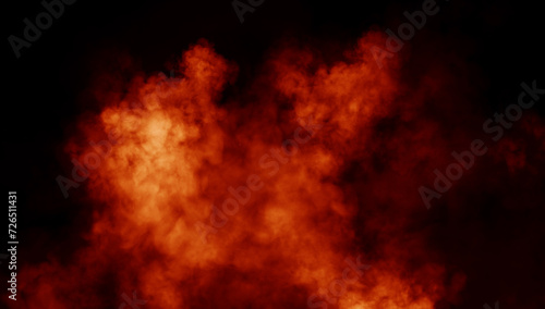 Abstract fire misty fog on isolated black background. Smoke stage studio. Texture overlays. The concept of aromatherapy.