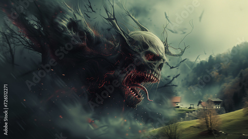 Sickly Grotesque Demon Entity Lurking Hills Countryside © Suite Green Media