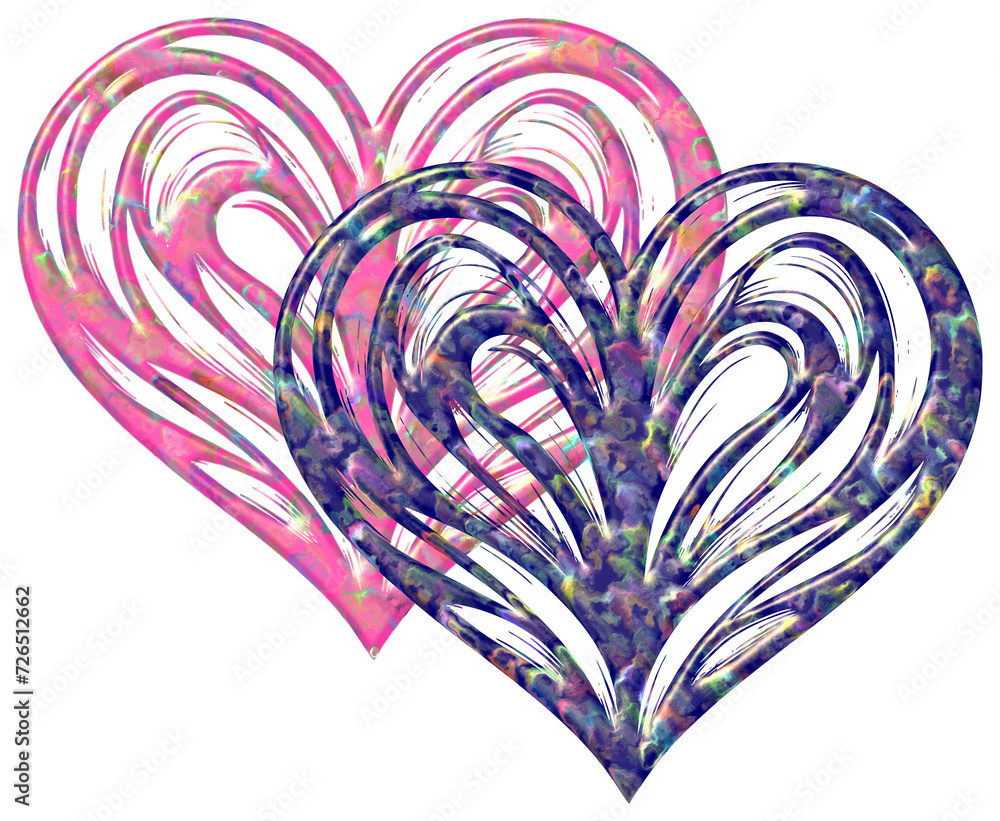 Twin hearts for best friends for the day of love and friendship, super cute, tender and unique and special design PNG transparent background