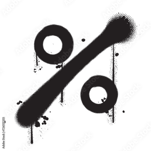 Vector graffiti spray paint percent symbol isolated vector illustration
