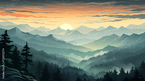 Majestic mountains, panoramic peaks PPT background