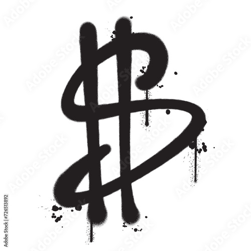 Vector graffiti spray paint dollar symbol isolated vector illustration