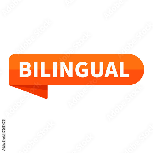 bilingual Text In Orange Ribbon Rectangle Shape For Sign Information Announcement Business Marketing Social Media
