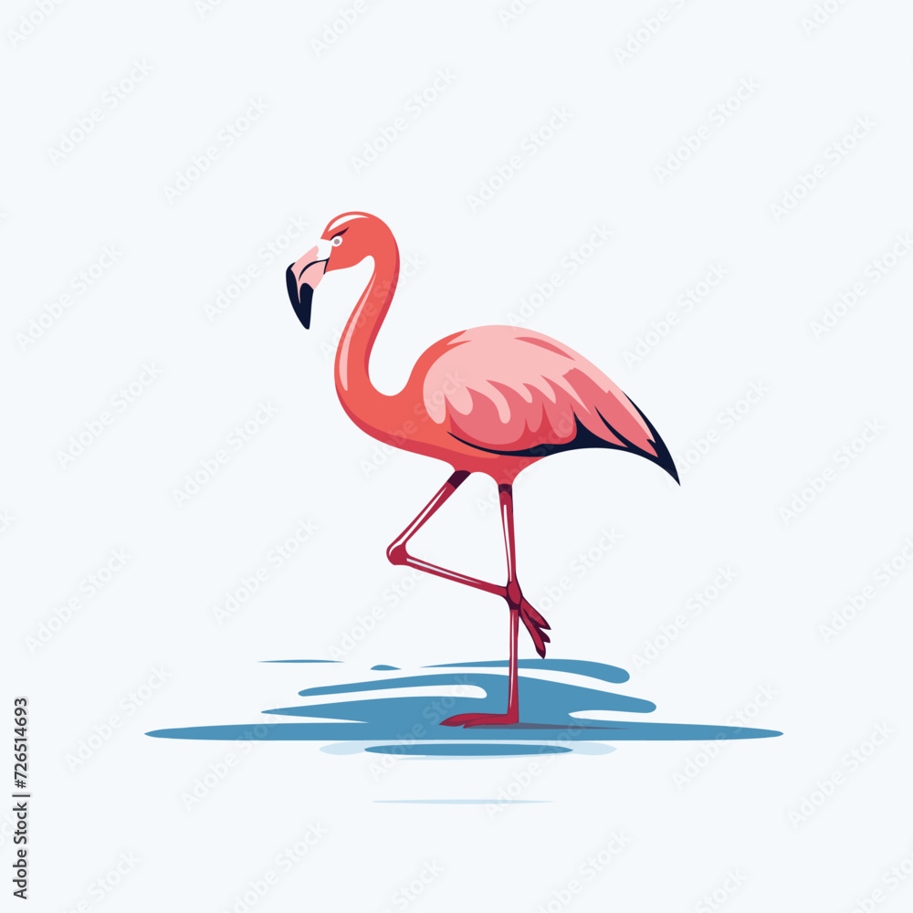 Fototapeta premium Pink flamingo on a light background. Vector illustration. EPS 10