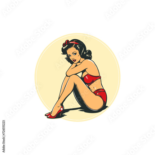 Pin up girl character flat vector design