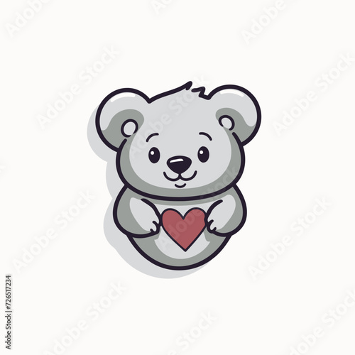 Cute cartoon koala with heart. Vector illustration for your design