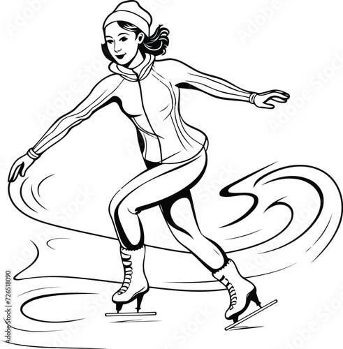 Figure Skating. Vector illustration of a woman figure skater skating. © Muhammad