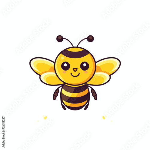 Cute cartoon bee isolated on white background. Vector illustration in flat style.