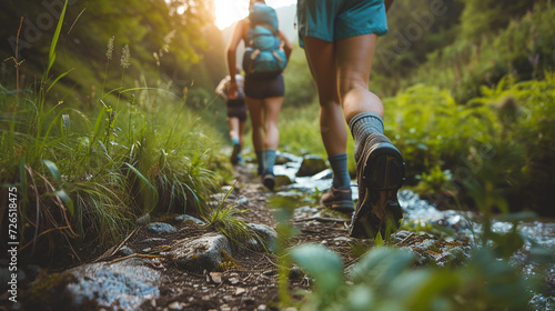 People engaged in outdoor activities like hiking or trail running