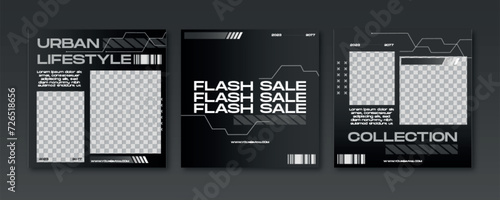Futuristic simple fashion and gaming design social media post , premium vecto	