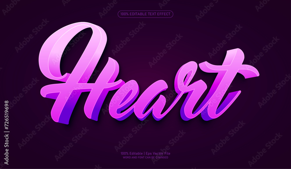 Heart editable premium 3d vector text effect