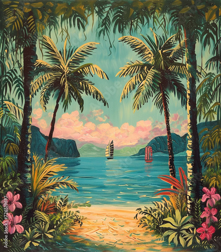 beach with palm trees