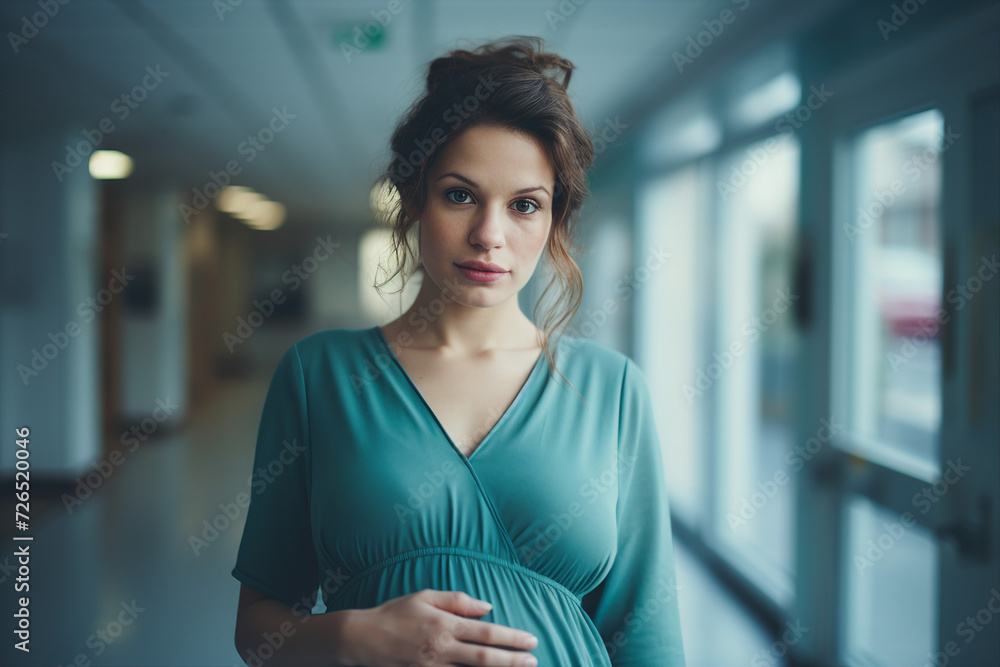 Picture generative ai of a charming healthy pregnant woman mom in perinatal center hospital Picture generative ai of a charming healthy pregnant woman mom in perinatal center hospital