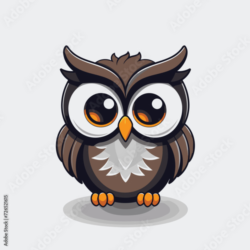 Owl cartoon character isolated on gray background. Vector illustration for your design