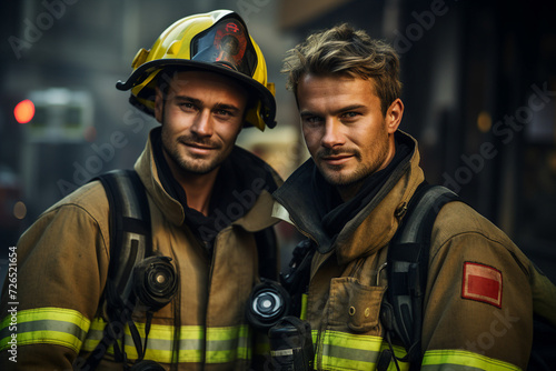 AI generated photo image of handsome confident men working together