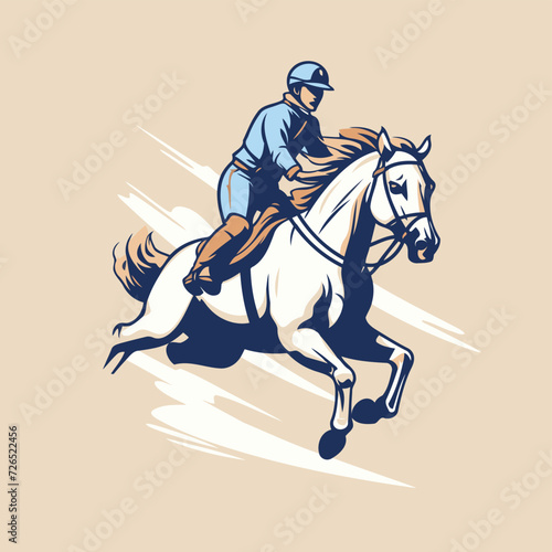 Horse riding. jockey on the race. vector illustration.