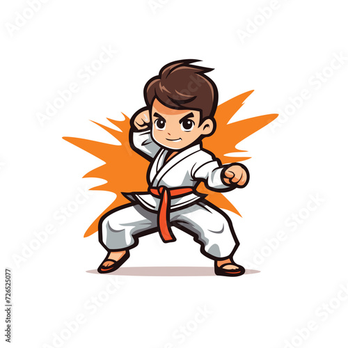 Taekwondo boy cartoon vector illustration. Martial arts concept. © Muhammad