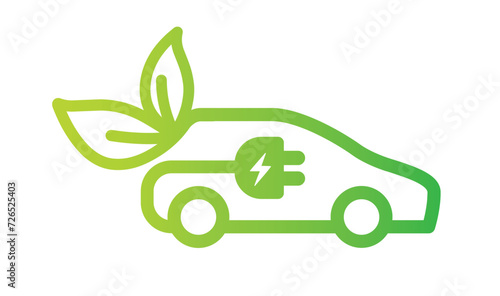 Electric car icon. Electric car with plug charging - logo.