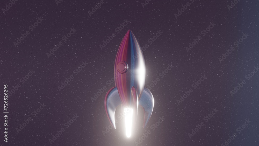 Sifi Space Rockets 3D rocket in an abstract sci-fi cosmos, depicting a surreal space ...