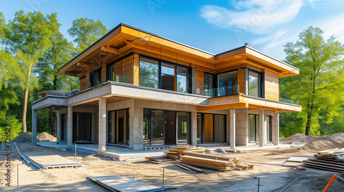modern country house under construction