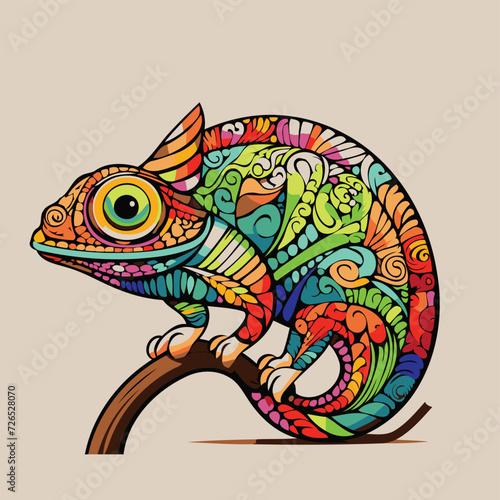 Chameleon. Hand drawn chameleon. Vector illustration.