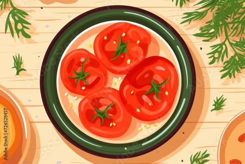 A Plate of Tomatoes on a Wooden Table